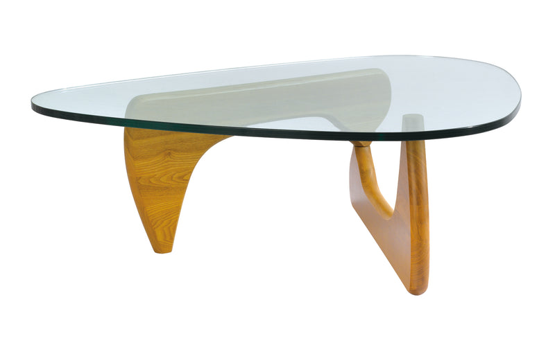 Replica Noguchi Coffee Table Natural wood glass top Mad chair company solid ash leg tempered glass top