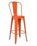 orange tolix barstool with large backrest MAD CHAIR COMPANY