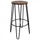 replica hairpin metal kitchen stool wood seat black mad chair company 