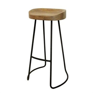 Orson Bar Stool - 76cm Seat height Black frame wood seat mad chair company
