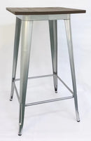 Tolix Bar Table Clear Coat Dark Wood Top Mad Chair Company